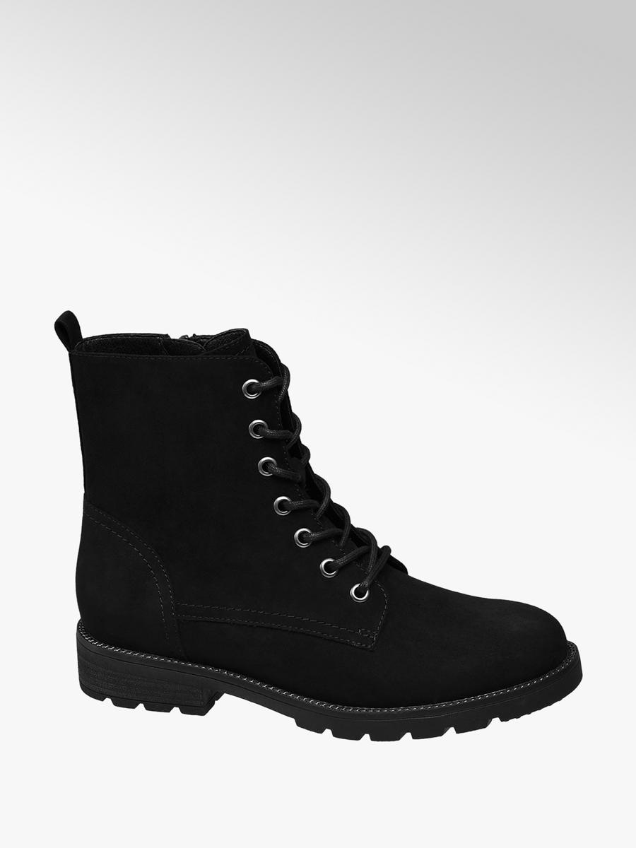 Zwarte dames veterboot van Graceland Zwarte dames veterboot van Graceland